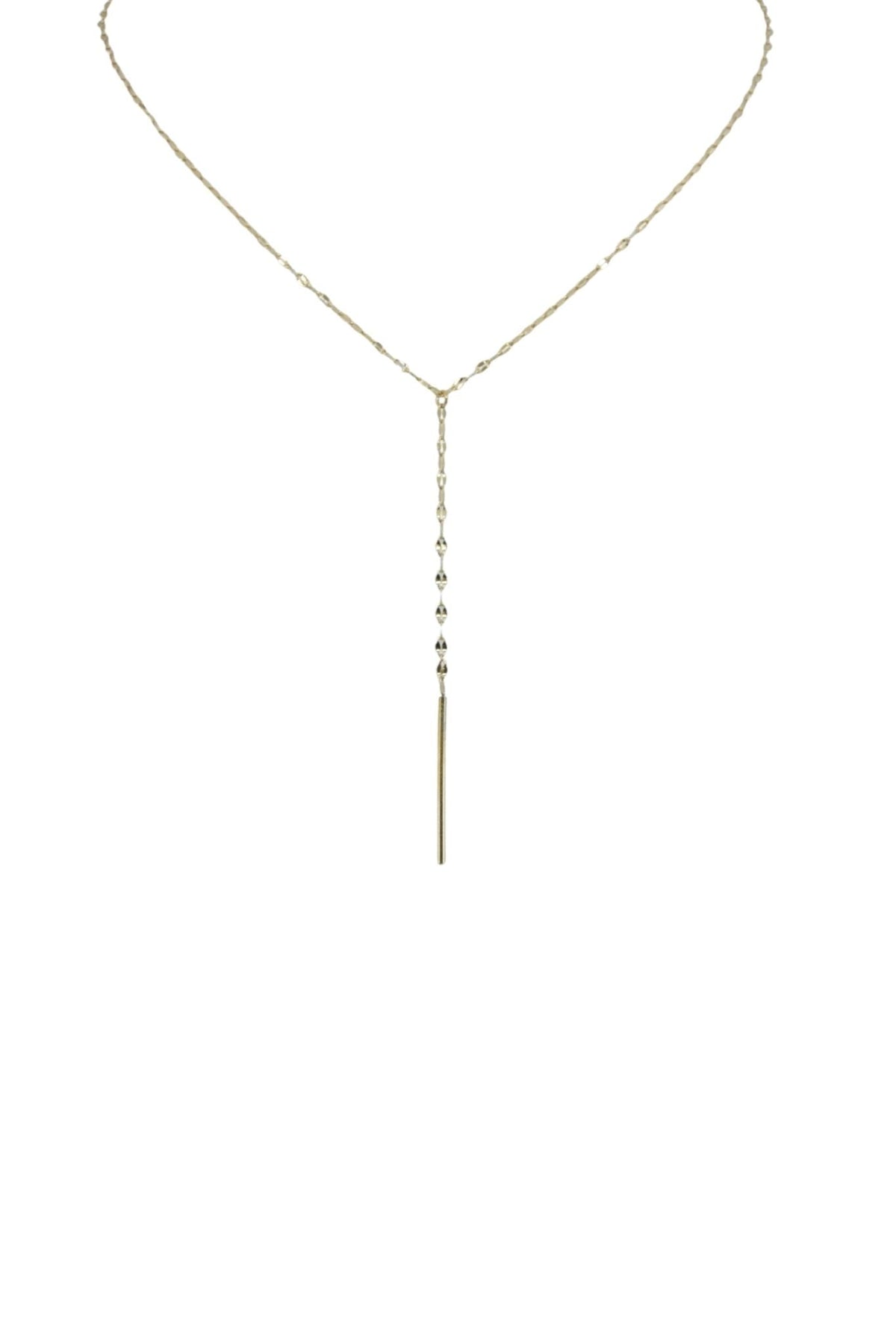 Chain Tassel Drop Necklace showcasing a delicate gold design with strands and beads, perfect for layering.