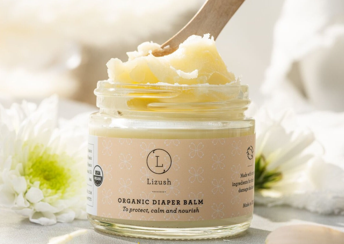 Organic Baby Gift Set featuring organic diaper balm in a jar for gentle baby care.