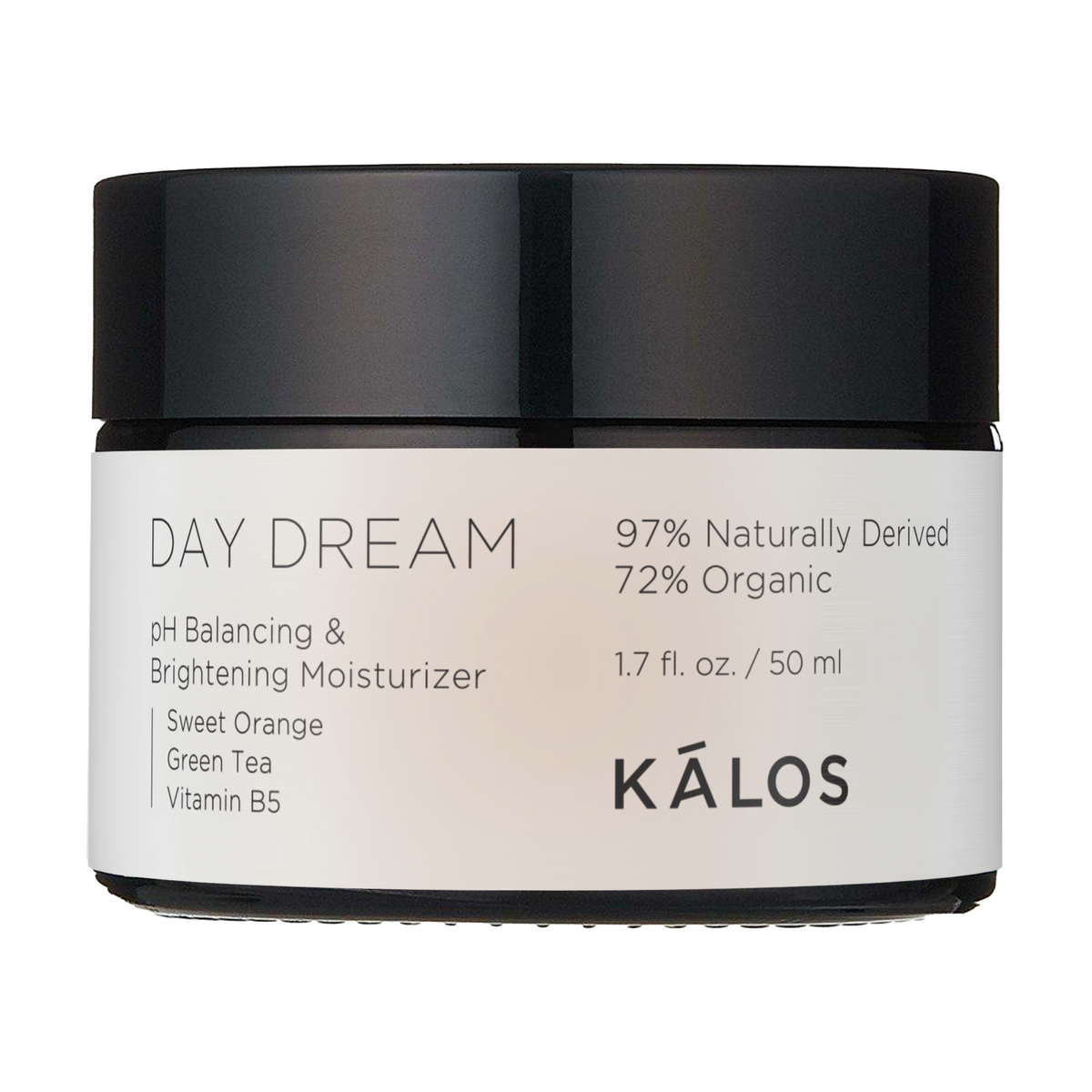 Day Dream pH Balancing Moisturizer in a jar, 97% naturally derived, brightening skincare with sweet orange and green tea.