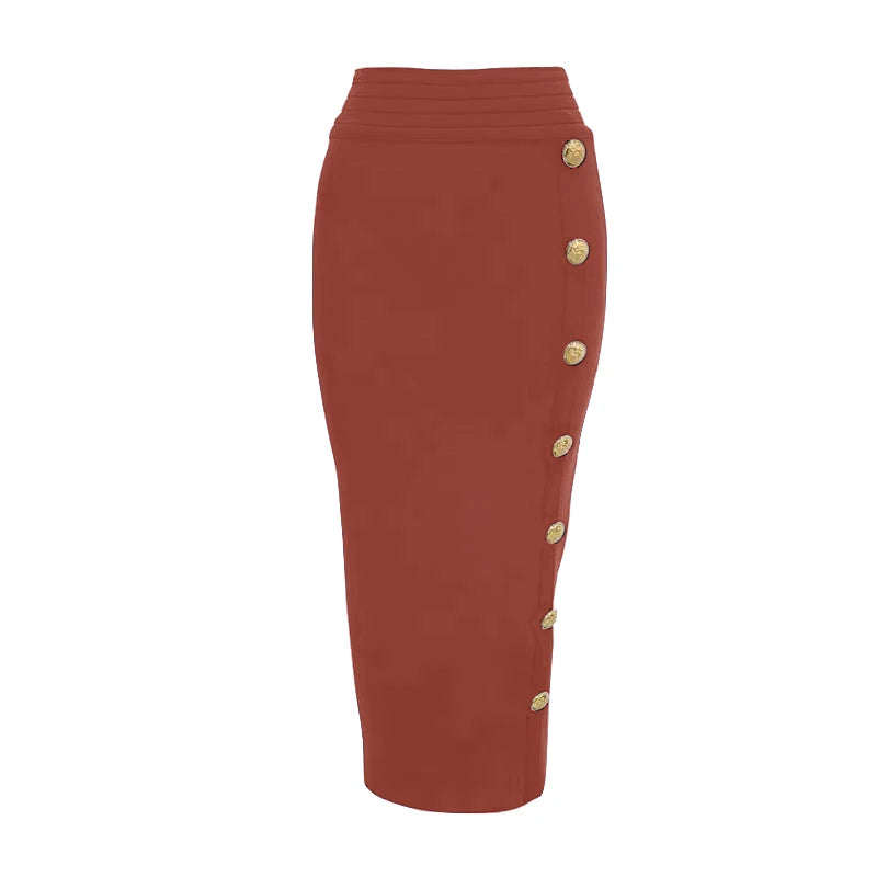 Women Button Black Blue Red Bodycon Bandage Skirt – Beyond Beauty