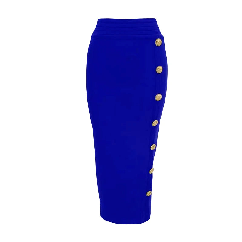Women Button Black Blue Red Bodycon Bandage Skirt – Beyond Beauty