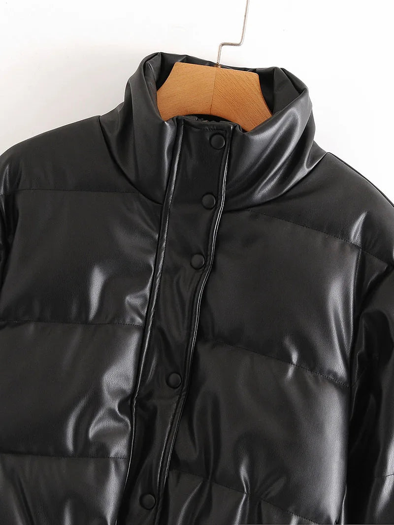 Zoki Winter Thick Women Short Parkas Warm PU Leather Coats – Beyond Beauty