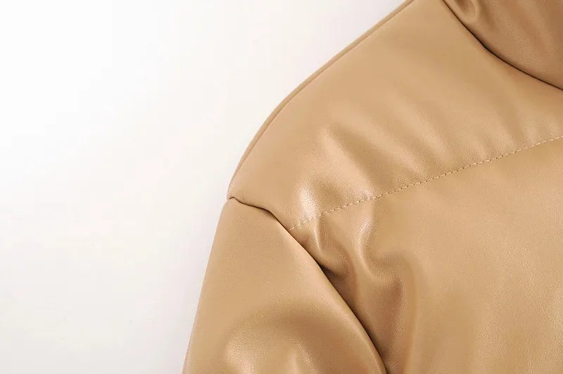 Zoki Winter Thick Women Short Parkas Warm PU Leather Coats – Beyond Beauty