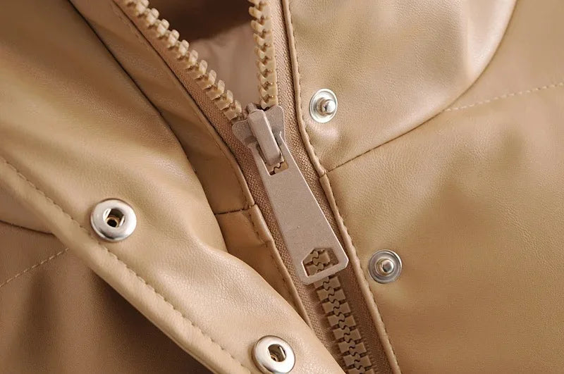 Zoki Winter Thick Women Short Parkas Warm PU Leather Coats – Beyond Beauty