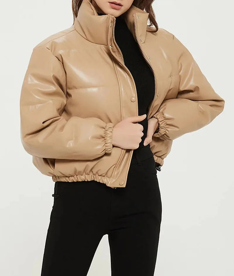 Zoki Winter Thick Women Short Parkas Warm PU Leather Coats – Beyond Beauty