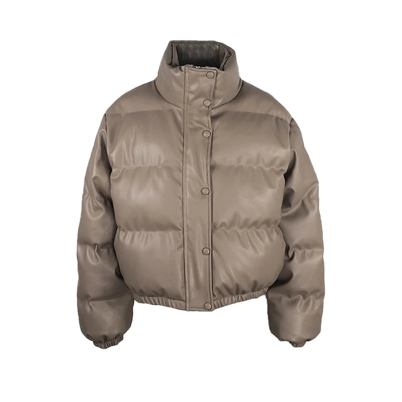 Zoki Winter Thick Women Short Parkas Warm PU Leather Coats – Beyond Beauty