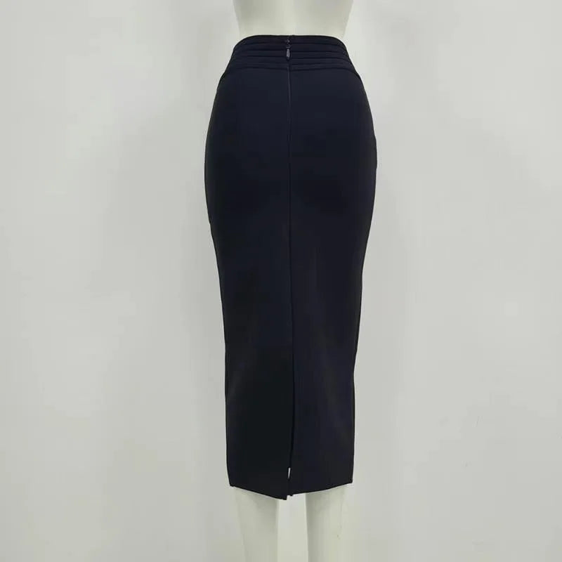 Women Button Black Blue Red Bodycon Bandage Skirt – Beyond Beauty