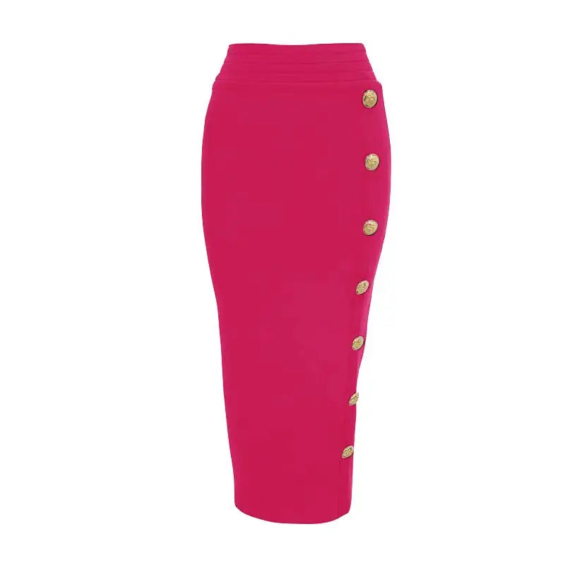 Women Button Black Blue Red Bodycon Bandage Skirt – Beyond Beauty