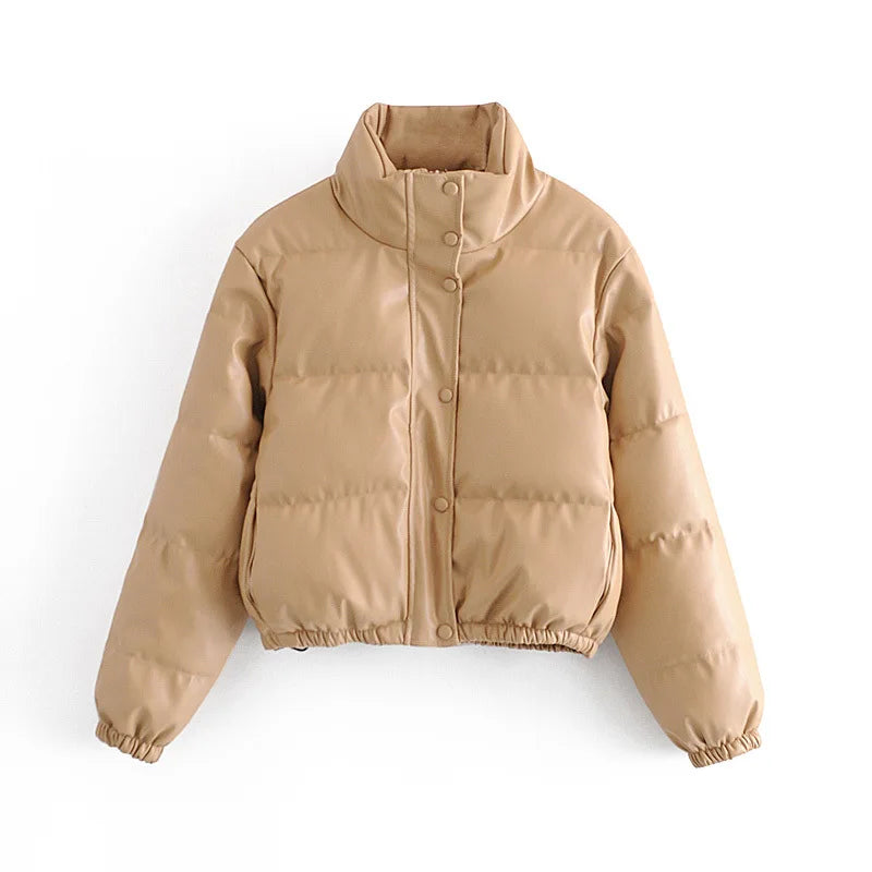 Zoki Winter Thick Women Short Parkas Warm PU Leather Coats – Beyond Beauty