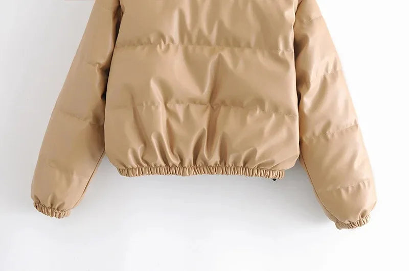 Zoki Winter Thick Women Short Parkas Warm PU Leather Coats – Beyond Beauty
