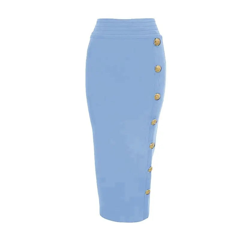 Women Button Black Blue Red Bodycon Bandage Skirt – Beyond Beauty