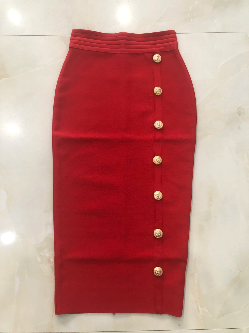 Women Button Black Blue Red Bodycon Bandage Skirt – Beyond Beauty