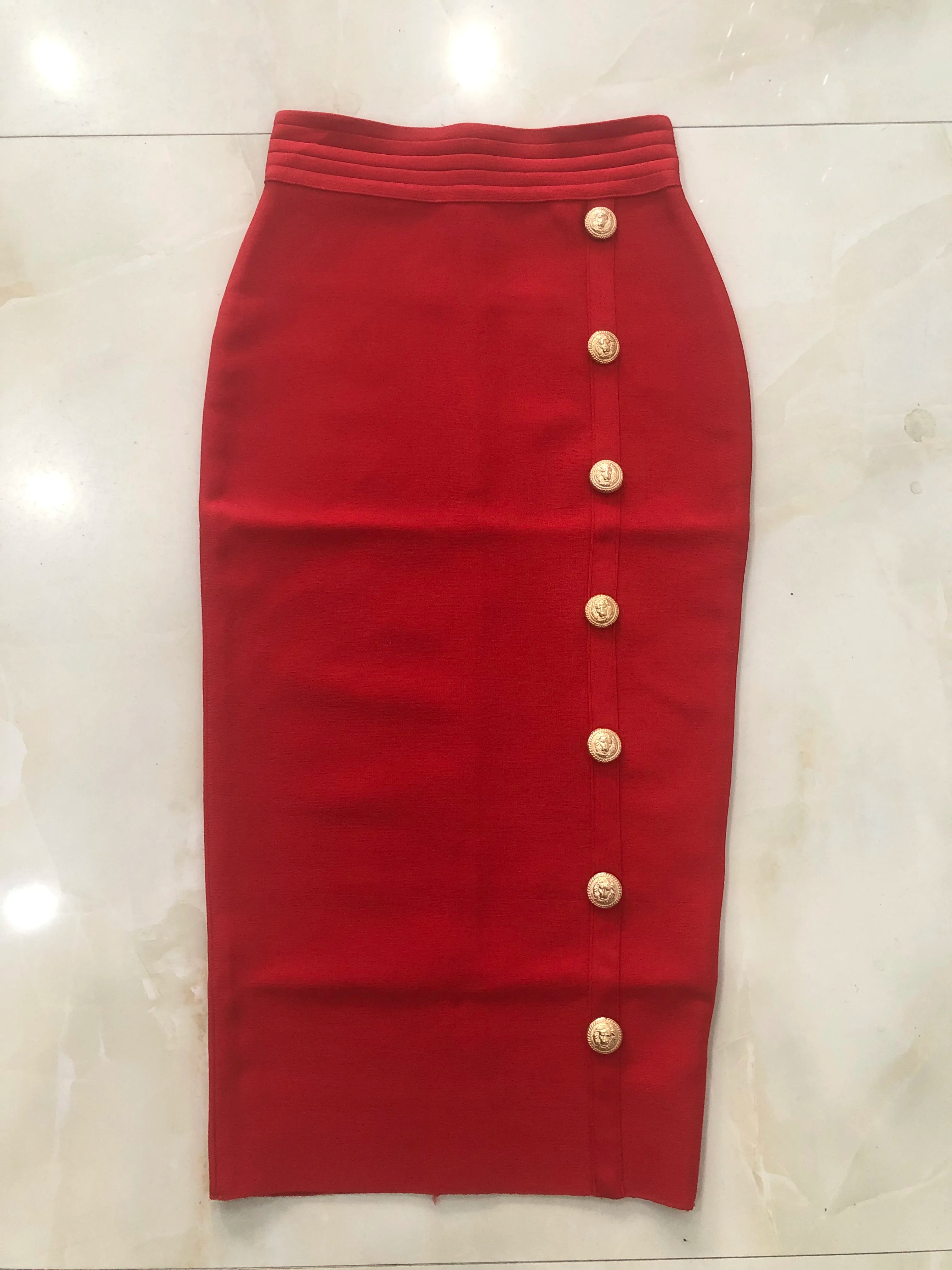 Women Button Black Blue Red Bodycon Bandage Skirt – Beyond Beauty