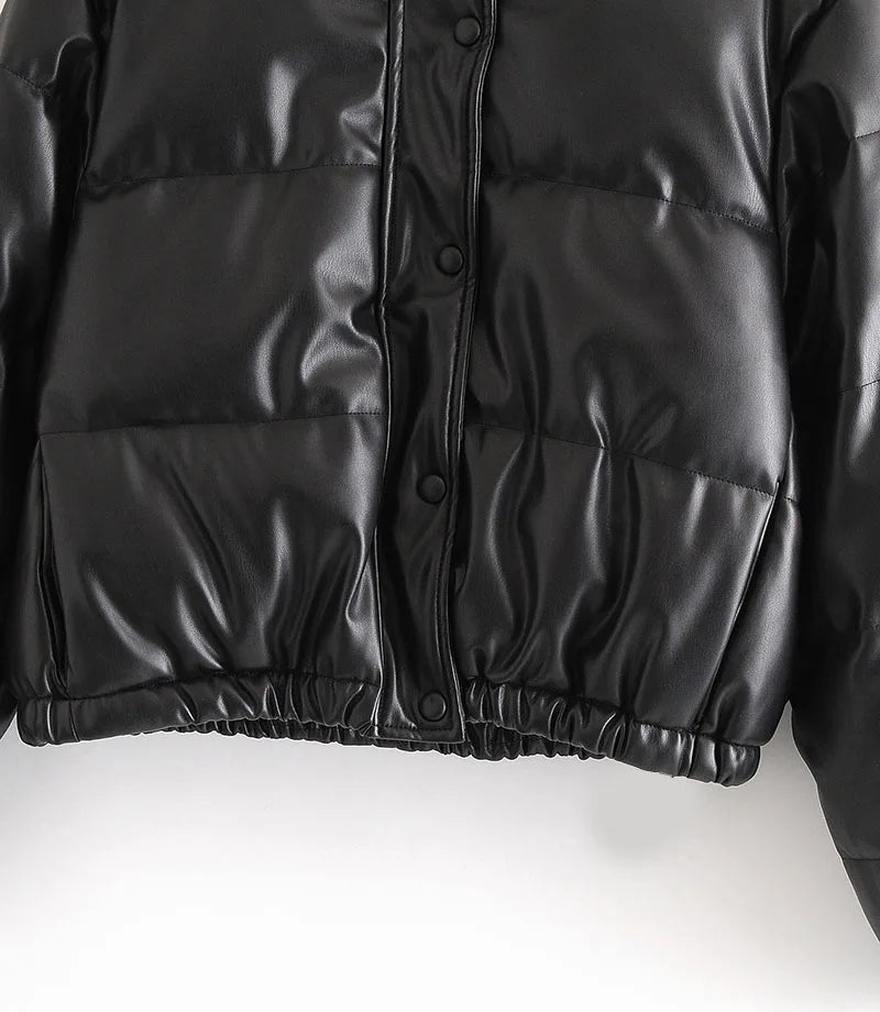 Zoki Winter Thick Women Short Parkas Warm PU Leather Coats – Beyond Beauty