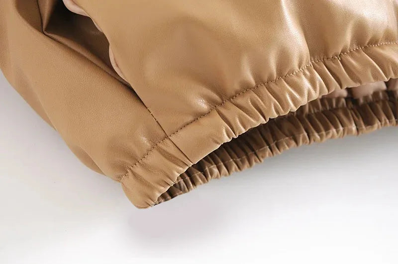 Zoki Winter Thick Women Short Parkas Warm PU Leather Coats – Beyond Beauty