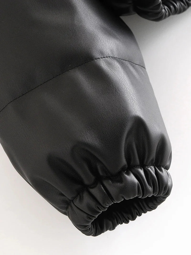 Zoki Winter Thick Women Short Parkas Warm PU Leather Coats – Beyond Beauty