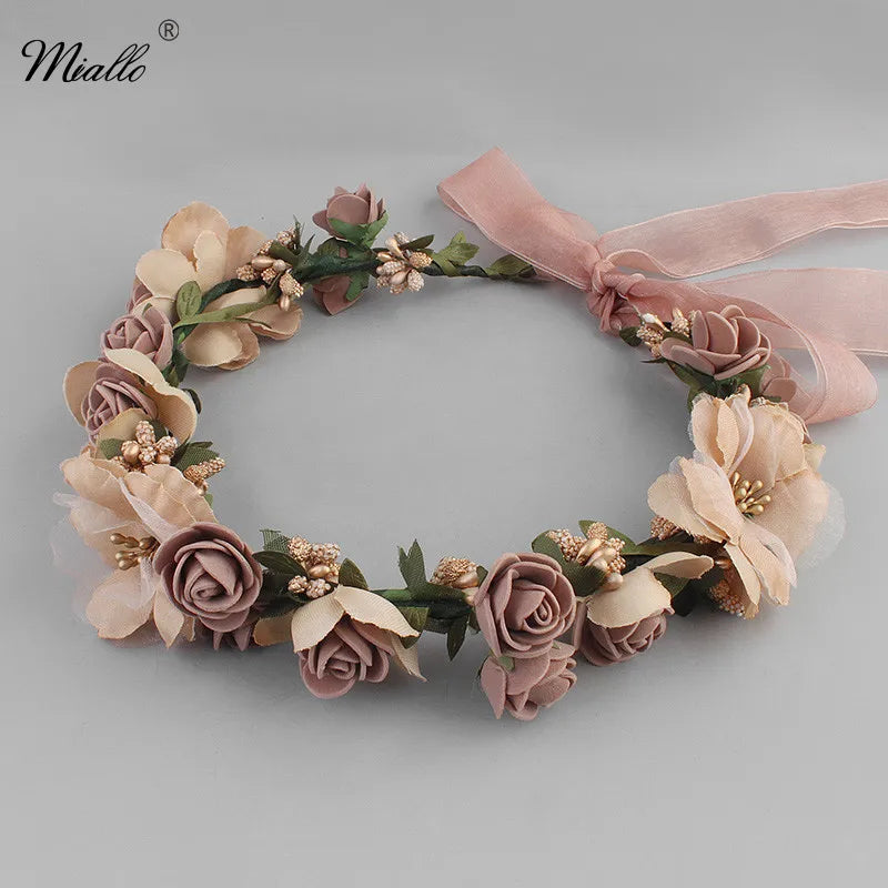 Miallo Boho Simulated Flower Wreath Romantic Beach Hair Bands – Beyond Beauty