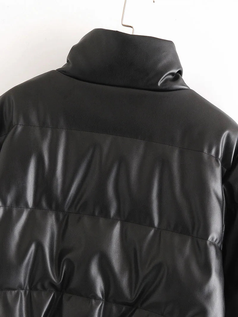 Zoki Winter Thick Women Short Parkas Warm PU Leather Coats – Beyond Beauty