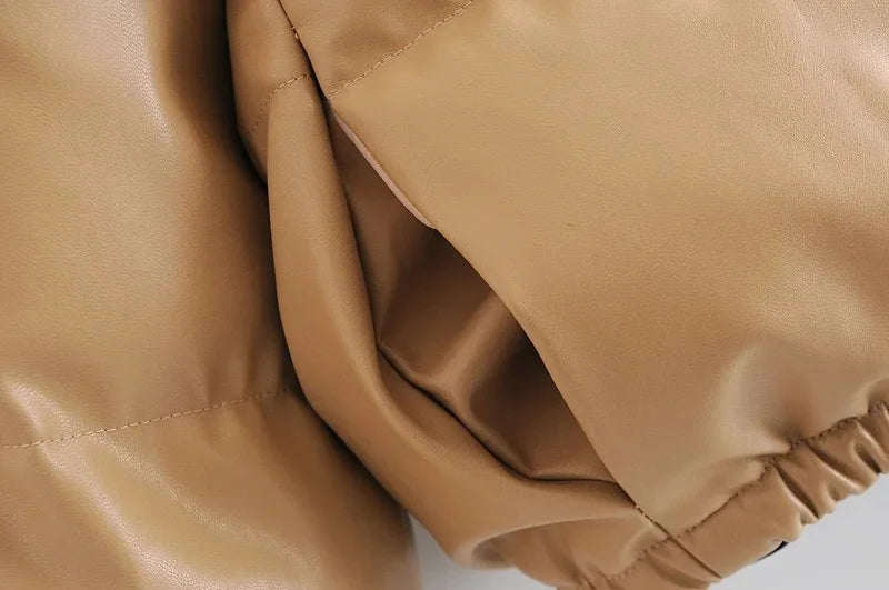 Zoki Winter Thick Women Short Parkas Warm PU Leather Coats – Beyond Beauty