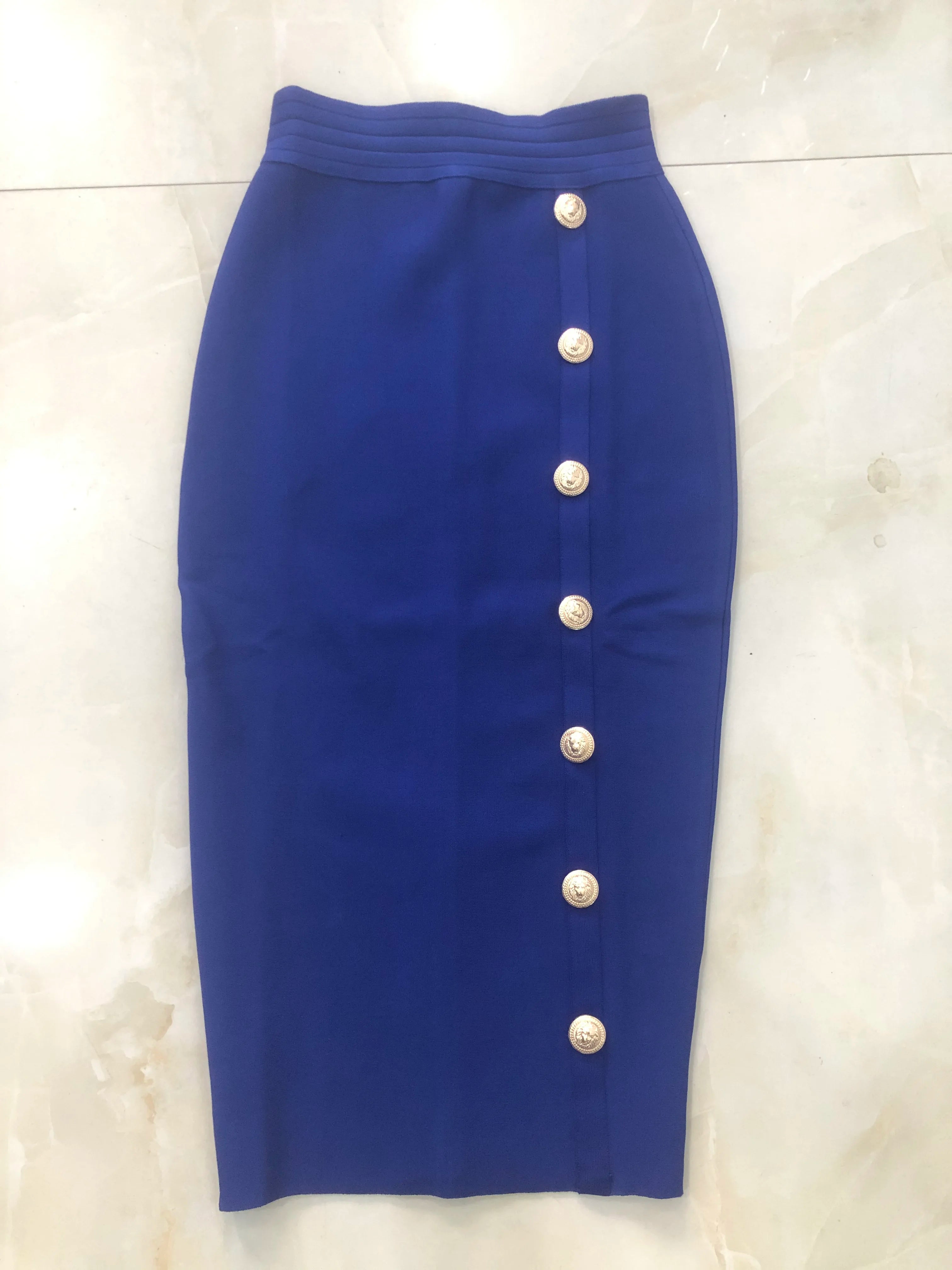 Women Button Black Blue Red Bodycon Bandage Skirt – Beyond Beauty