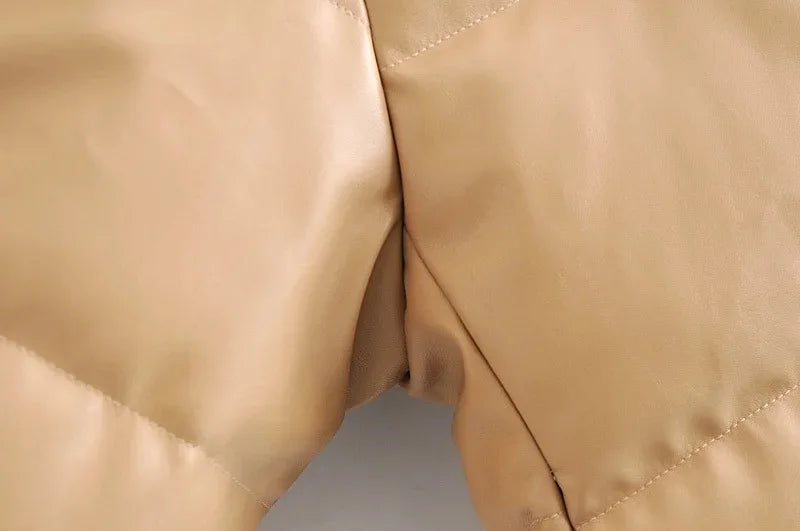 Zoki Winter Thick Women Short Parkas Warm PU Leather Coats – Beyond Beauty