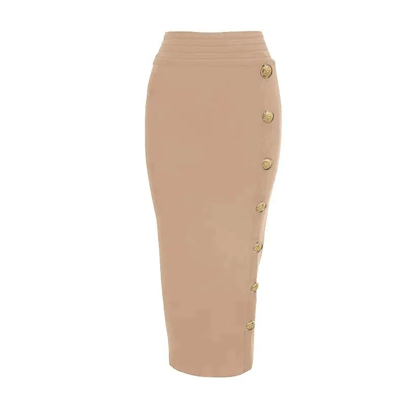 Women Button Black Blue Red Bodycon Bandage Skirt – Beyond Beauty