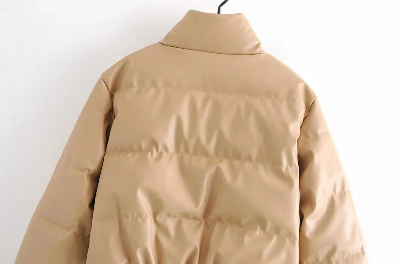 Zoki Winter Thick Women Short Parkas Warm PU Leather Coats – Beyond Beauty