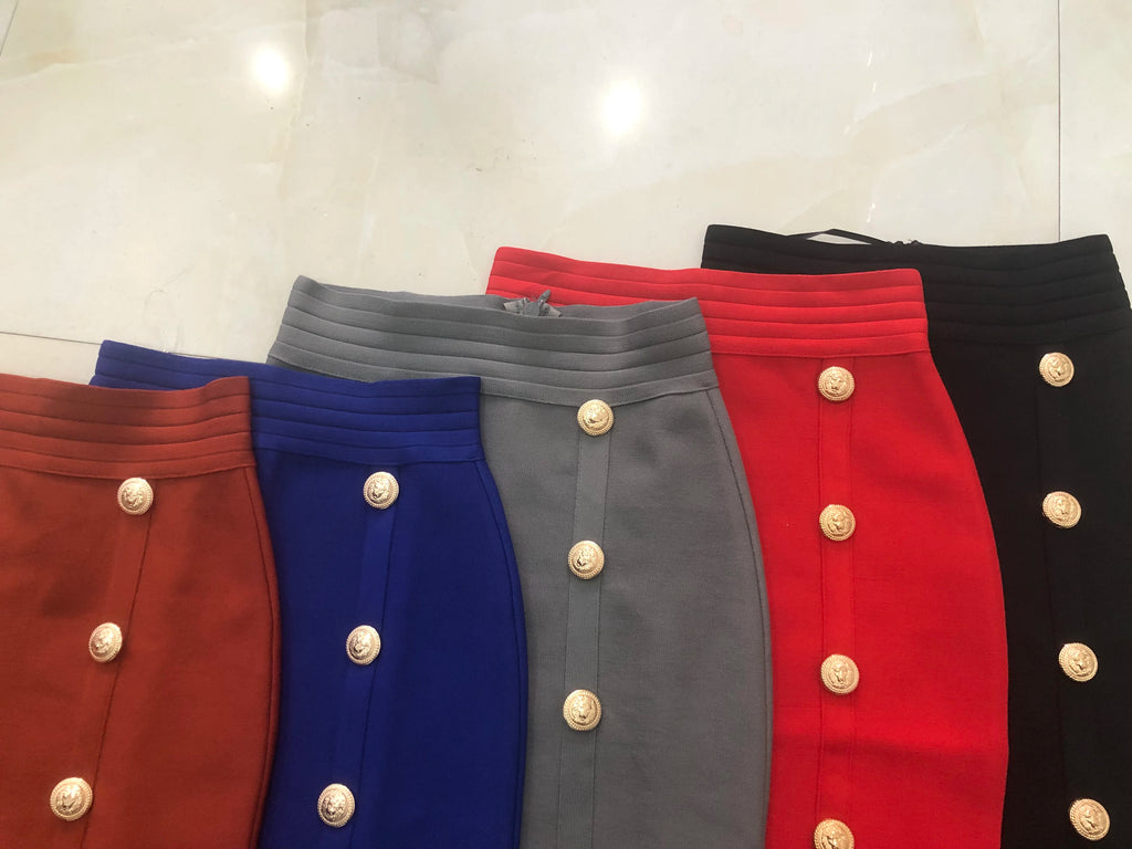 Women Button Black Blue Red Bodycon Bandage Skirt – Beyond Beauty