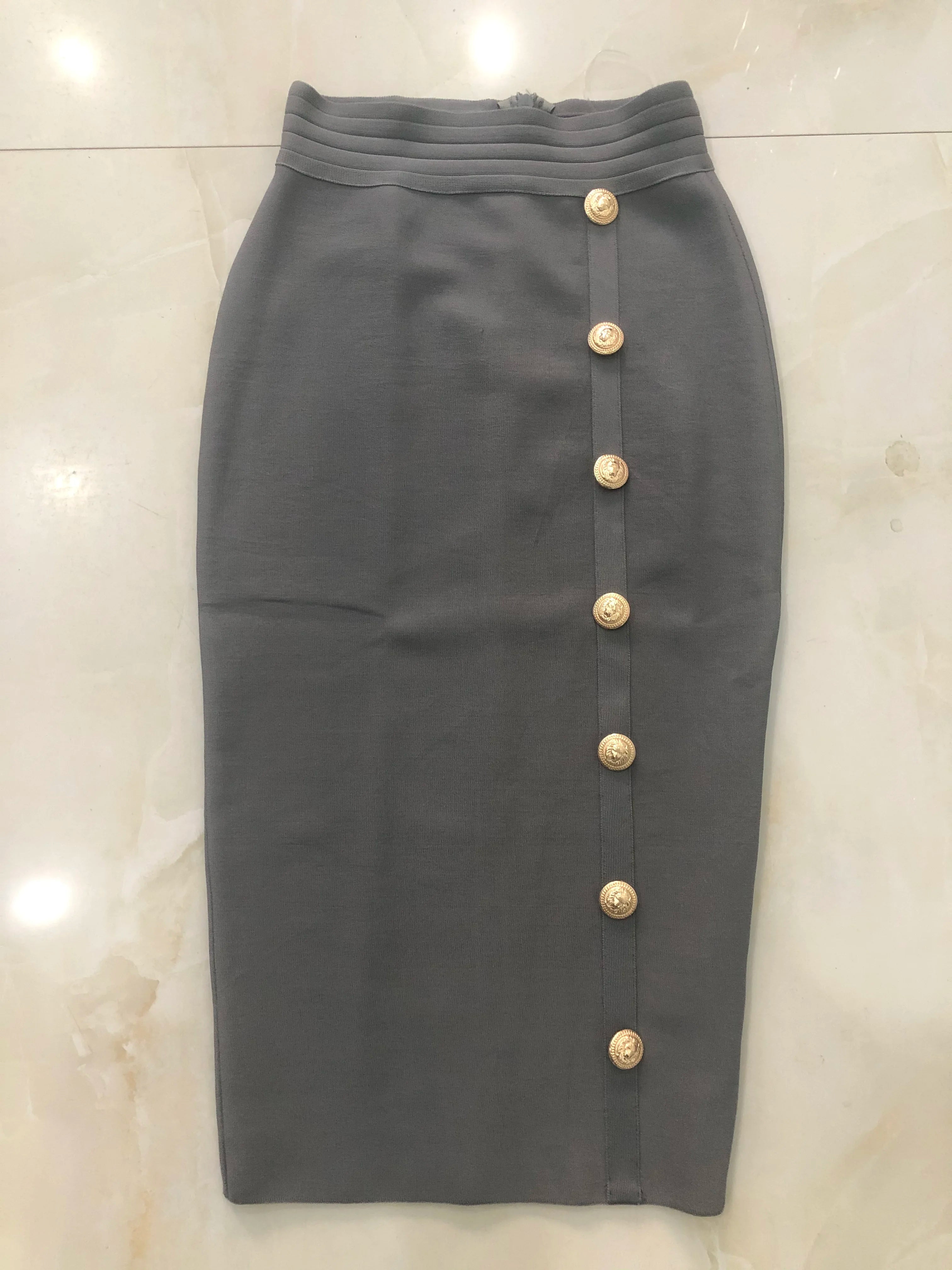 Women Button Black Blue Red Bodycon Bandage Skirt – Beyond Beauty