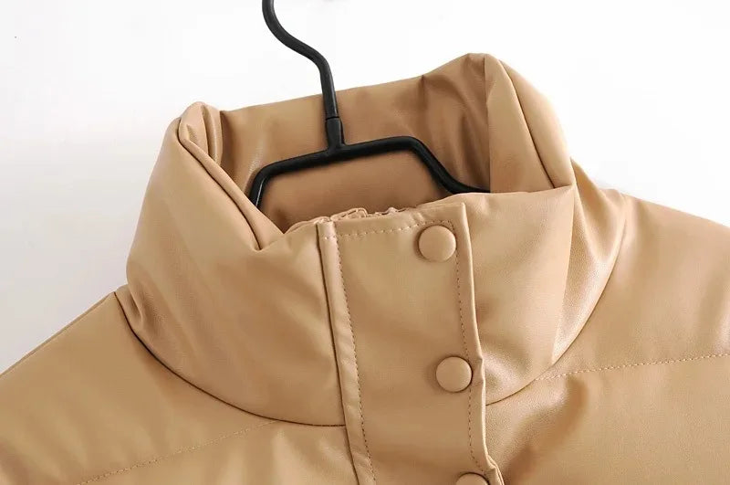 Zoki Winter Thick Women Short Parkas Warm PU Leather Coats – Beyond Beauty