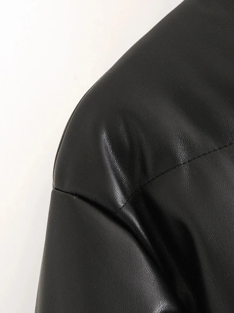 Zoki Winter Thick Women Short Parkas Warm PU Leather Coats – Beyond Beauty