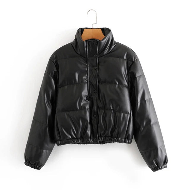 Zoki Winter Thick Women Short Parkas Warm PU Leather Coats – Beyond Beauty