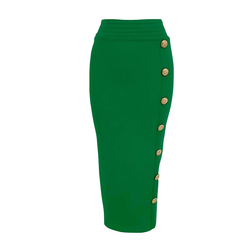 Women Button Black Blue Red Bodycon Bandage Skirt – Beyond Beauty
