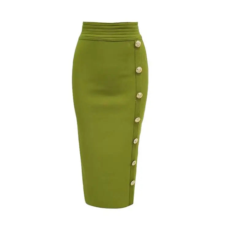 Women Button Black Blue Red Bodycon Bandage Skirt – Beyond Beauty