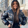 Zoki Winter Thick Women Short Parkas Warm PU Leather Coats – Beyond Beauty