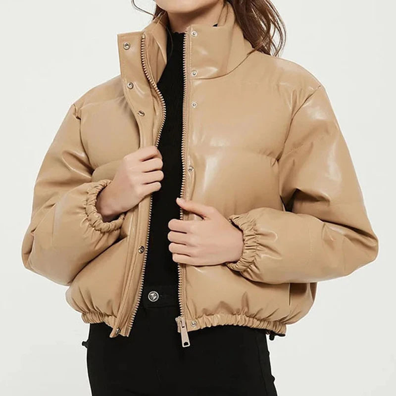 Zoki Winter Thick Women Short Parkas Warm PU Leather Coats – Beyond Beauty