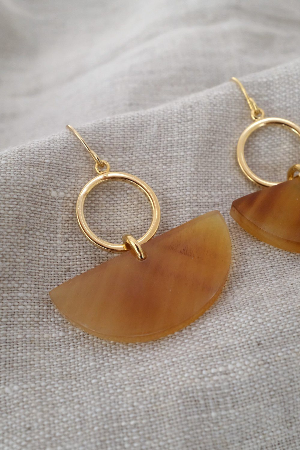 Buffalo Horn Statement Earrings with geometric dangle design, showcasing bold natural elegance.